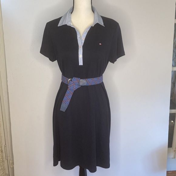 Tommy Hilfiger Dress Polo Style Navy Blue & White Preppy Casual Dress - Picture 8 of 13